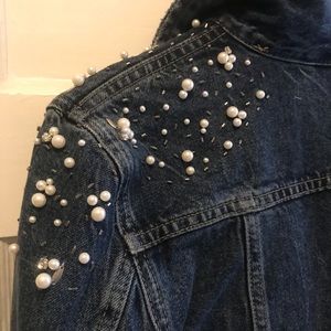 Anthropologie Pilcro PearlEmbellished Denim Jacket